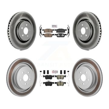 Front Ceramic Rear Semi-Metallic Pad And Coated Disc Brake Rotor Kit For Lincoln Nautilus KGA-106108