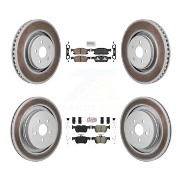 Front Ceramic Rear Semi-Metallic Pad Coat Brake Rotor Kit For 2019 Ford Edge ST with 2.7L KGA-106110
