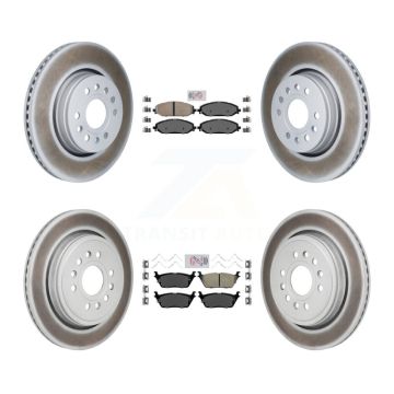 Front Rear Ceramic Pad And Coated Disc Brake Rotor Kit For Ram 1500 Jeep Wagoneer Grand L KGA-106115