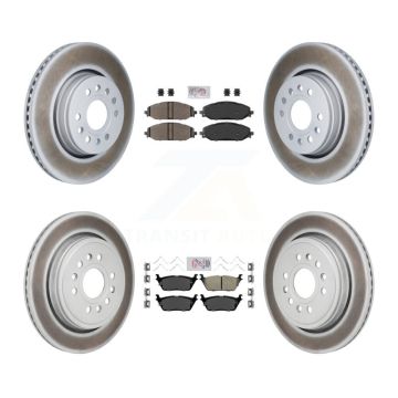 Front Semi-Metallic Rear Ceramic Pad Coated Brake Rotors Kit For Ram 1500 Jeep Wagoneer L KGA-106116
