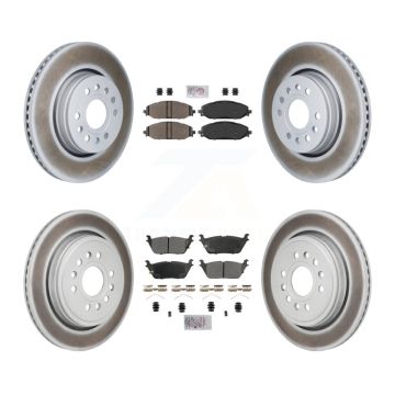 Front Rear Semi-Metallic Pad Coat Disc Brake Rotor Kit For Ram 1500 Jeep Wagoneer Grand L KGA-106118