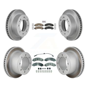Front Ceramic Rear Semi-Metallic Pad & Coated Disc Brake Rotor Kit For GMC Sierra 3500 HD KGA-106156