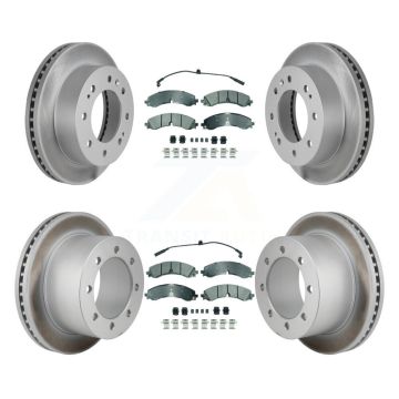 Front Rear Semi-Metallic Pad Coated Disc Brake Rotor Kit For GMC Sierra 3500 HD Chevrolet KGA-106157