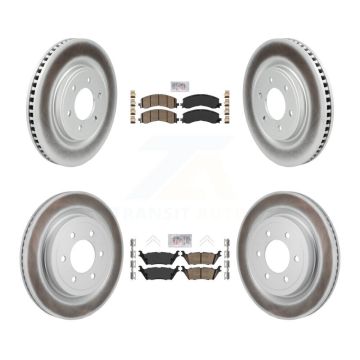 Front Rear Ceramic Pad And Coated Disc Brake Rotor Kit For 2022-2023 Ford F-150 Lightning KGA-106159