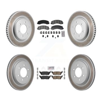 Front Semi-Metallic Rear Ceramic Pad & Coated Brake Rotor Kit For Ford Expedition Lincoln KGA-106162
