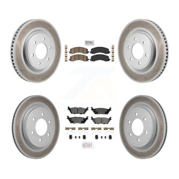 Front Ceramic Rear Semi-Metallic Pad & Coated Brake Rotor Kit For Ford Expedition Lincoln KGA-106165