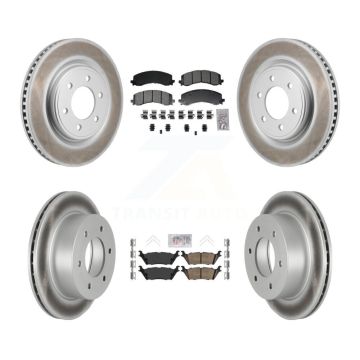 Front Semi-Metallic Rear Ceramic Pad Coat Brake Rotors Kit For 2022-2023 Ford Bronco 3.0L KGA-106166