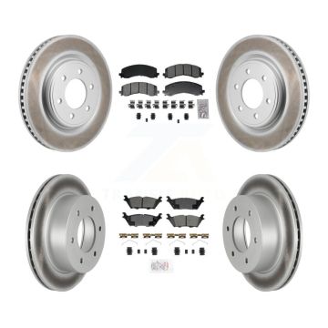 Front Rear Semi-Metallic Pad & Coated Disc Brake Rotor Kit For 2022-2023 Ford Bronco 3.0L KGA-106168