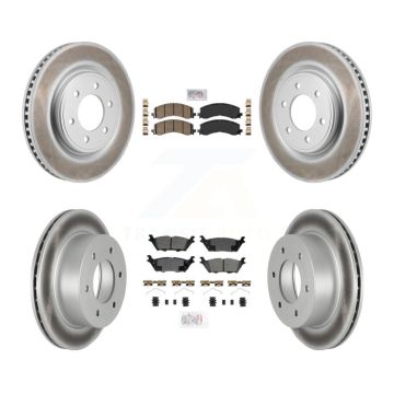 Front Ceramic Rear Semi-Metallic Pad Coat Brake Rotors Kit For 2022-2023 Ford Bronco 3.0L KGA-106169
