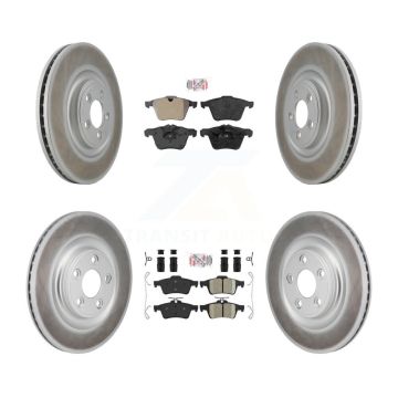 Front Semi-Metallic Rear Ceramic Pad Coat Brake Rotor Kit For 16 Jaguar XJ Base with 3.0L KGA-106171