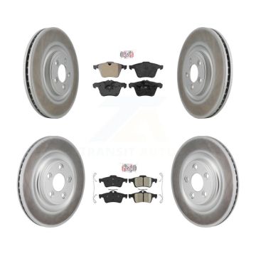 Front Semi-Metallic Rear Ceramic Pad Coat Brake Rotor Kit For 16 Jaguar XJ Base with 3.0L KGA-106173