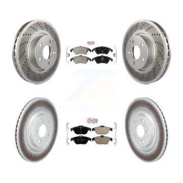 Front Rear Semi-Metallic Pads And Coated Disc Brake Rotors Kit For Mercedes-Benz E400 KGA-106189