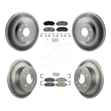 Front Rear Ceramic Pad Coat Disc Brake Rotors Kit For 2007-2012 Nissan Sentra SE-R Spec V KGA-106194