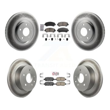 Front Rear Ceramic Pad Coat Disc Brake Rotors Kit For 2007-2012 Nissan Sentra SE-R Spec V KGA-106195