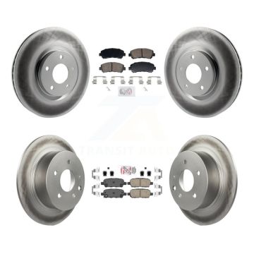 Front Rear Ceramic Pad Coat Disc Brake Rotors Kit For 2007-2012 Nissan Sentra SE-R Spec V KGA-106196
