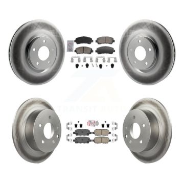 Front Rear Ceramic Pad Coat Disc Brake Rotors Kit For 2007-2012 Nissan Sentra SE-R Spec V KGA-106197