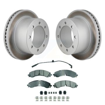 Rear Coated Brake Rotors Semi-Metallic Pad Kit For GMC Sierra 3500 HD Chevrolet Silverado KGA-106282