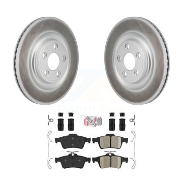 Rear Coated Disc Brake Rotor Ceramic Pad Kit For 2016 Jaguar XJ With Manual Parking KGA-106290