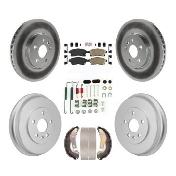 Front Rear Brake Rotor Ceramic Pad Coated Drum Kit (7Pc) For 2013-2014 Chevrolet Sonic RS KGA-106325