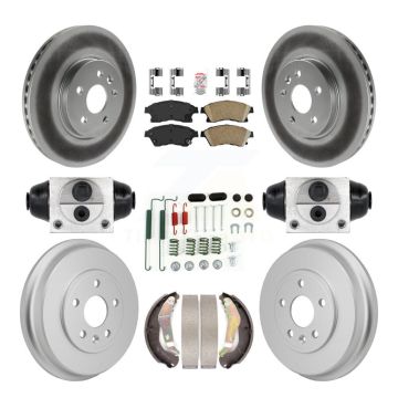 Front Rear Brake Rotor Ceramic Pad Coated Drum Kit (9Pc) For 2013-2014 Chevrolet Sonic RS KGA-106335