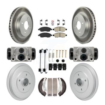 Front Rear Disc Brake Rotor Ceramic Pad Coated Drum Kit (9Pc) For Nissan Versa Note Micra KGA-106337