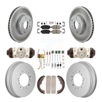 Front Rear Disc Brake Rotors Ceramic Pad Coated Drum Kit (9Pc) For 2015 Toyota Tacoma 4WD KGA-106341