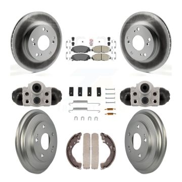 Front Rear Disc Brake Rotors Ceramic Pads And Coated Drum Kit (9Pc) For Honda Civic KGA-106343