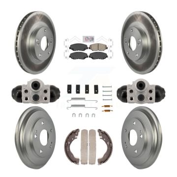 Front Rear Disc Brake Rotors Ceramic Pads And Coated Drum Kit (9Pc) For Honda Civic KGA-106345