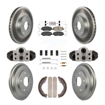 Front Rear Disc Brake Rotors Ceramic Pads And Coated Drum Kit (9Pc) For Honda Civic KGA-106346