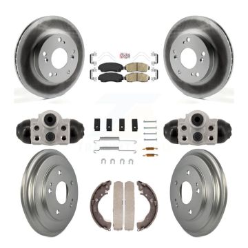 Front Rear Disc Brake Rotors Ceramic Pads And Coated Drum Kit (9Pc) For Honda Civic KGA-106347