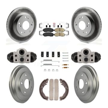 Front Rear Disc Brake Rotors Ceramic Pads And Coated Drum Kit (9Pc) For Honda Civic KGA-106348
