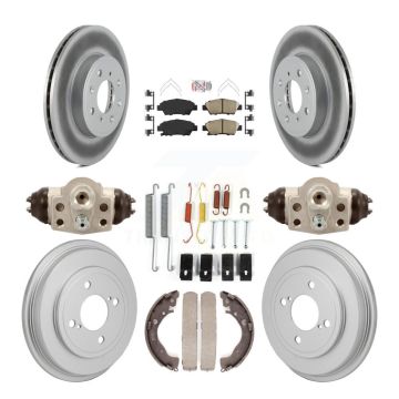 Front Rear Disc Brake Rotor Ceramic Pad And Coated Drum Kit (9Pc) For 2015-2019 Honda Fit KGA-106353