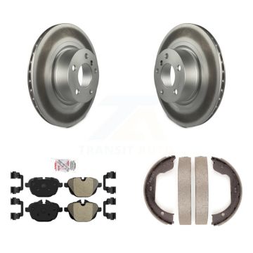 Rear Disc Coated Rotors Semi-Metallic Pads & Parking Shoes Kit For 2011 BMW X3 xDrive28i KGA-106360