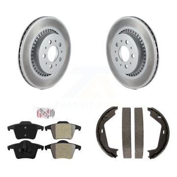 Rear Disc Coated Rotors Semi-Metallic Pads And Parking Shoes Kit For 2003-2007 Volvo XC90 KGA-106361
