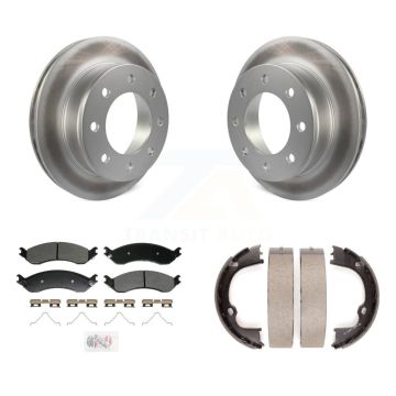 Rear Disc Coated Rotors Semi-Metallic Pads And Parking Shoes Kit For GMC Chevrolet Savana KGA-106365