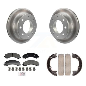 Rear Disc Coated Rotors Semi-Metallic Pads Parking Shoes Kit For GMC Savana 2500 Express KGA-106367