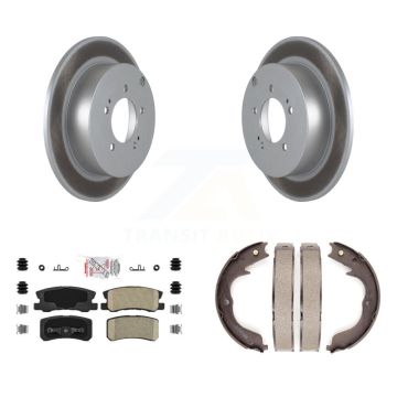 Rear Disc Coated Rotors Ceramic Pads & Parking Shoes Kit For Mitsubishi Lancer Outlander KGA-106375