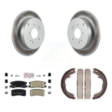 Rear Disc Coated Rotors Ceramic Pads And Parking Brake Shoes Kit For Mitsubishi Endeavor KGA-106383