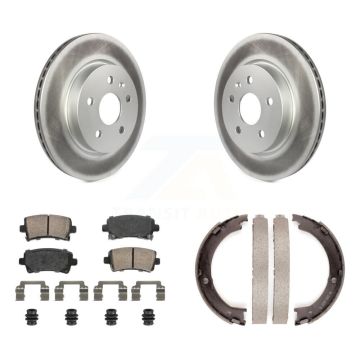Rear Disc Coated Rotors Ceramic Pads And Parking Brake Shoes Kit For Cadillac XTS KGA-106391