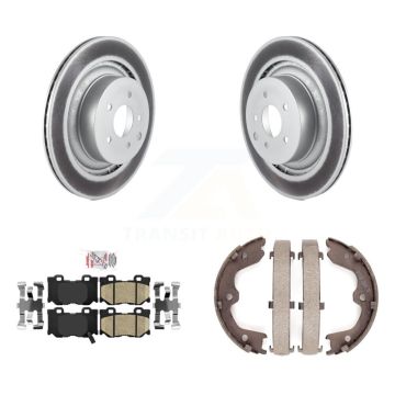 Rear Disc Coated Rotors Ceramic Pads Parking Shoes Kit For INFINITI G37 Nissan 370Z Q60 Z KGA-106410