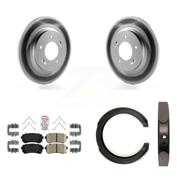Rear Disc Coated Rotors Ceramic Pads And Parking Brake Shoes Kit For Kia Optima KGA-106429