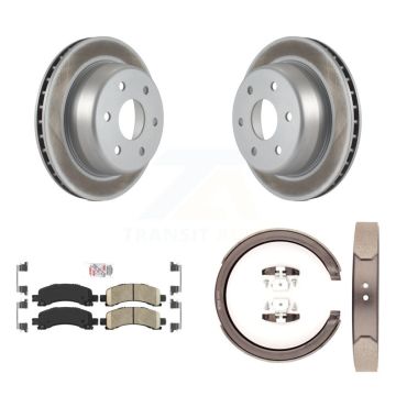 Rear Disc Coated Rotors Ceramic Pads & Parking Shoes Kit For Chevrolet GMC Avalanche 1500 KGA-106435