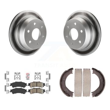Rear Disc Coated Rotors Ceramic Pads & Parking Shoes Kit For Chevrolet Silverado 1500 GMC KGA-106441