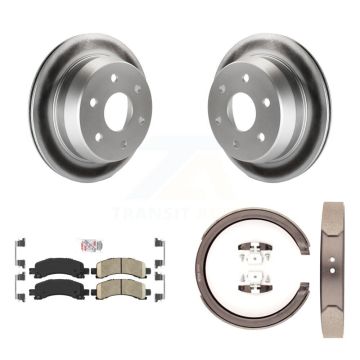 Rear Disc Coated Rotors Ceramic Pads Parking Shoes Kit For 2002 Chevrolet Avalanche 1500 KGA-106444