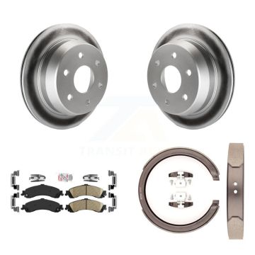Rear Disc Coated Rotors Ceramic Pads Parking Shoes Kit For 02 Chevrolet Suburban 1500 4WD KGA-106446