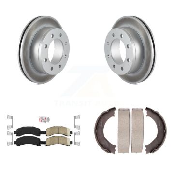 Rear Disc Coated Rotors Ceramic Pads And Parking Shoes Kit For Chevrolet GMC Express 3500 KGA-106453