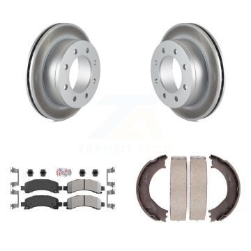 Rear Disc Coated Rotors Semi-Metallic Pads & Parking Shoes Kit For Chevrolet GMC Express KGA-106454
