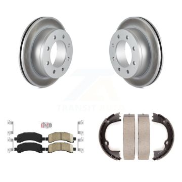 Rear Disc Coated Rotors Ceramic Pads Parking Shoes Kit For GMC Chevrolet Savana 2500 3500 KGA-106459