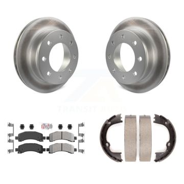 Rear Disc Coated Rotors Semi-Metallic Pads And Parking Shoes Kit For Chevrolet GMC Savana KGA-106460