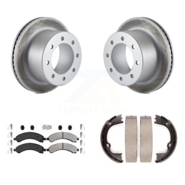 Rear Disc Coated Rotors Semi-Metallic Pads & Parking Brake Shoes Kit For GMC Savana 3500 KGA-106462